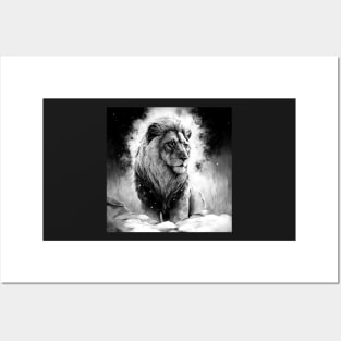 Golden Snow Lion monochrome Posters and Art